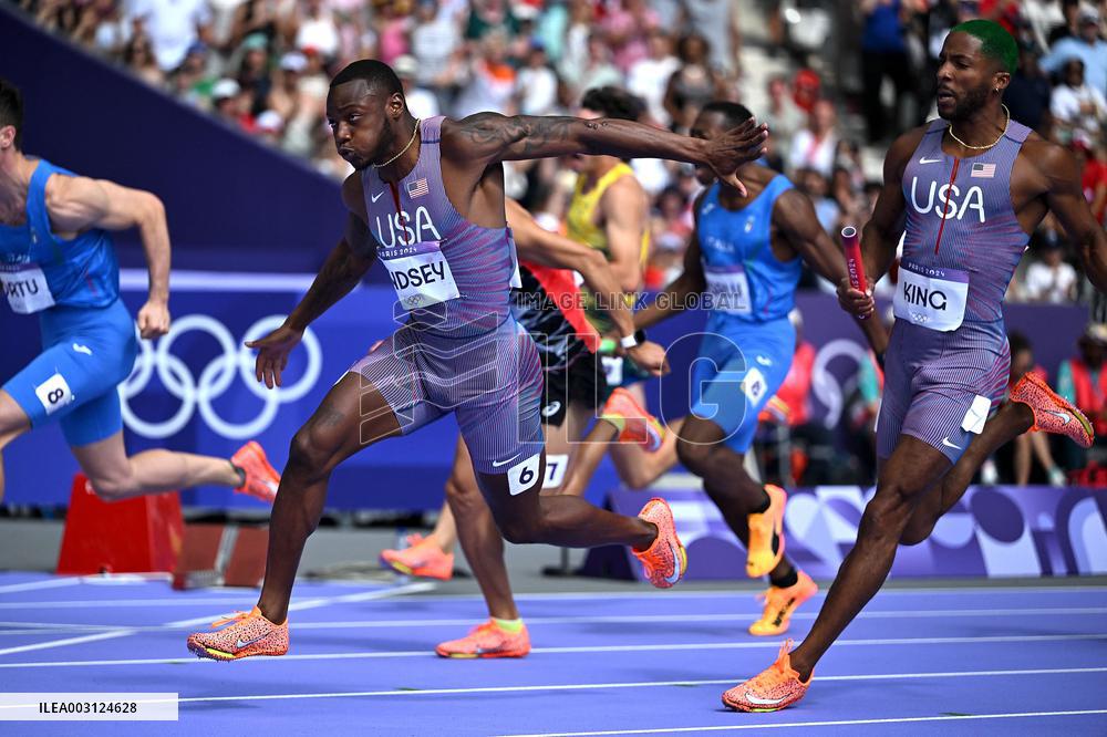 (PARIS2024) FRANCE-PARIS-OLY-ATHLETICS-4X100M RELAY-MEN