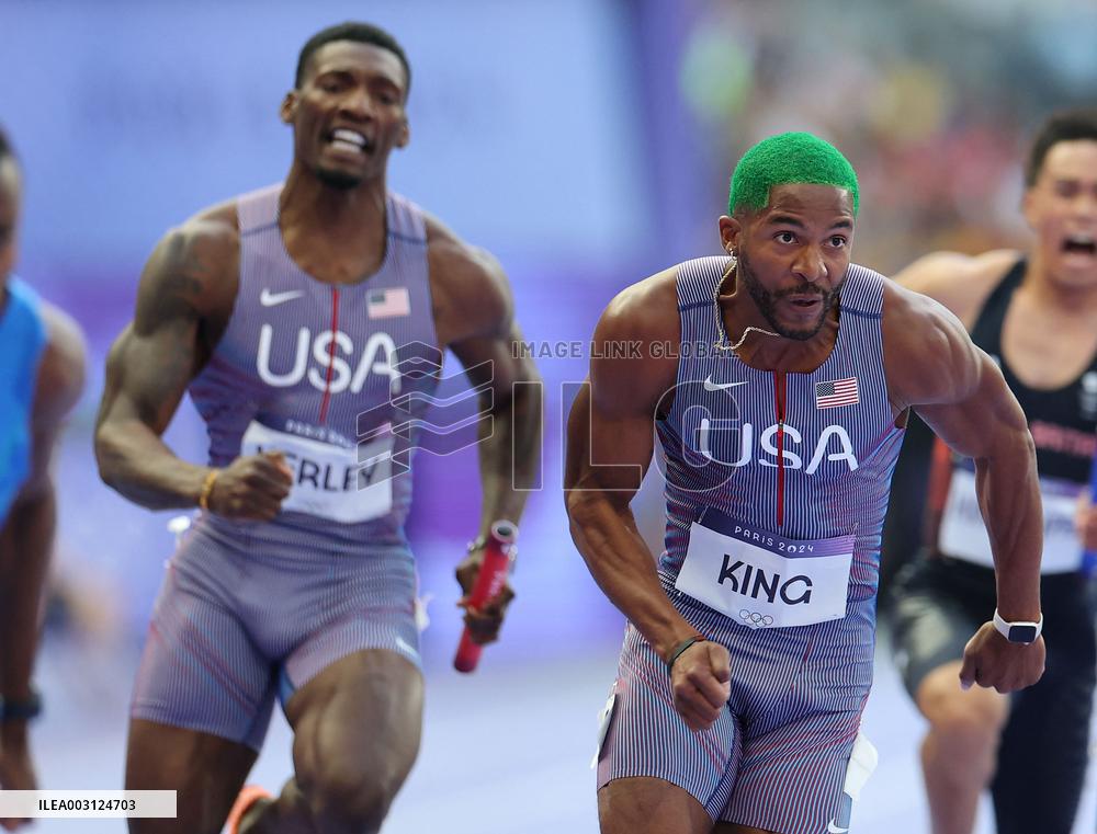 (PARIS2024) FRANCE-PARIS-OLY-ATHLETICS-4X100M RELAY-MEN