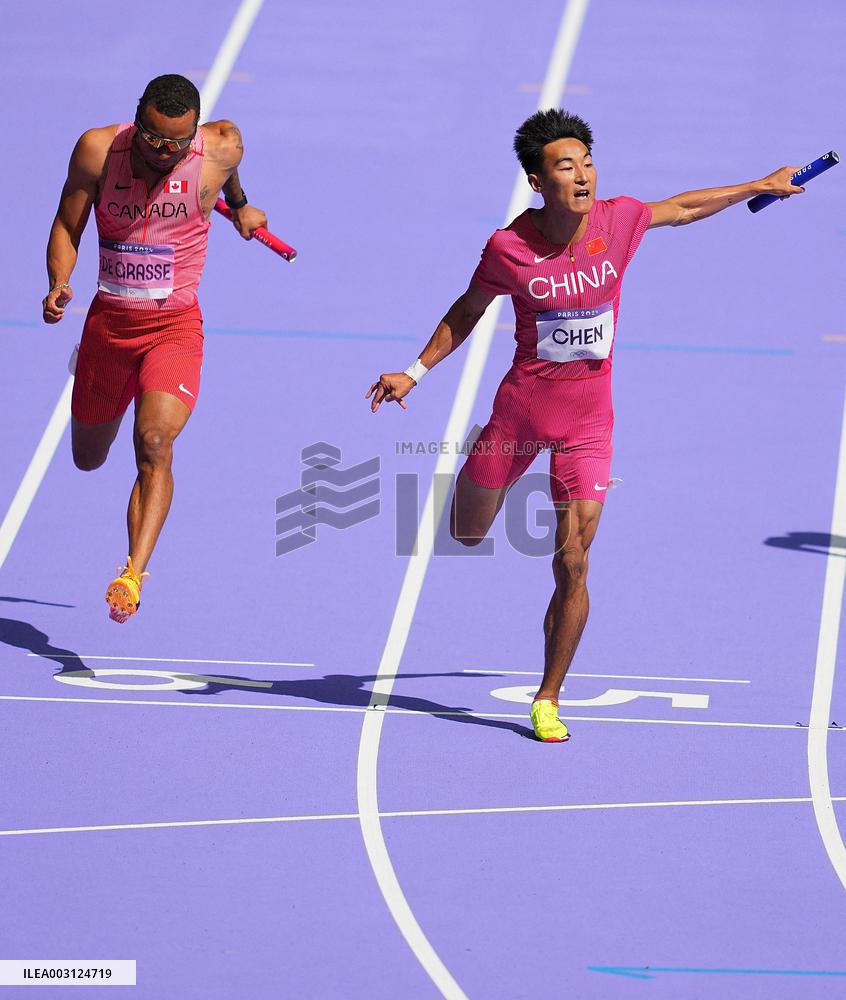 (PARIS2024) FRANCE-PARIS-OLY-ATHLETICS-4X100M RELAY-MEN