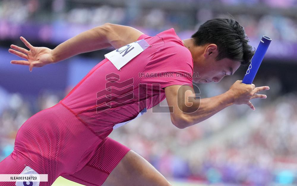 (PARIS2024) FRANCE-PARIS-OLY-ATHLETICS-4X100M RELAY-MEN