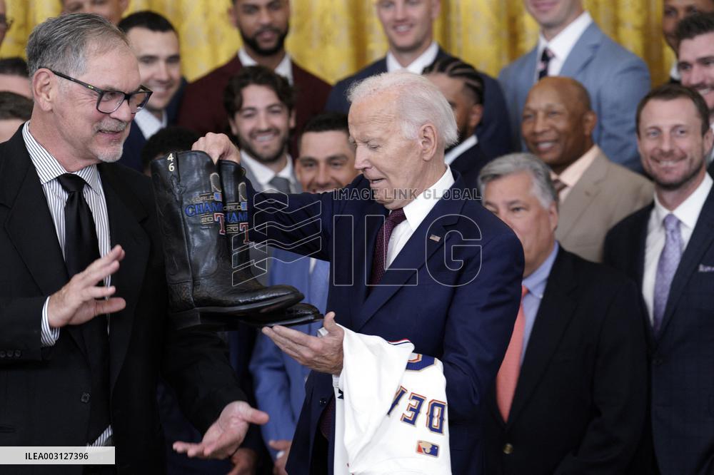 Joe Biden welcomes the Texas Rangers - Washington