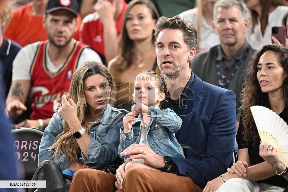 Paris 2024 - Basketball - Pau Gasol And Family At USA v Serbia