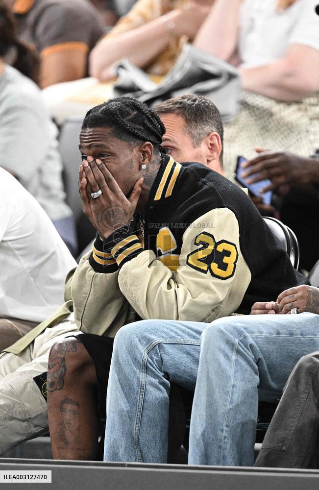 Paris 2024 - Basketball - Travis Scott And Quavo At USA v Serbia