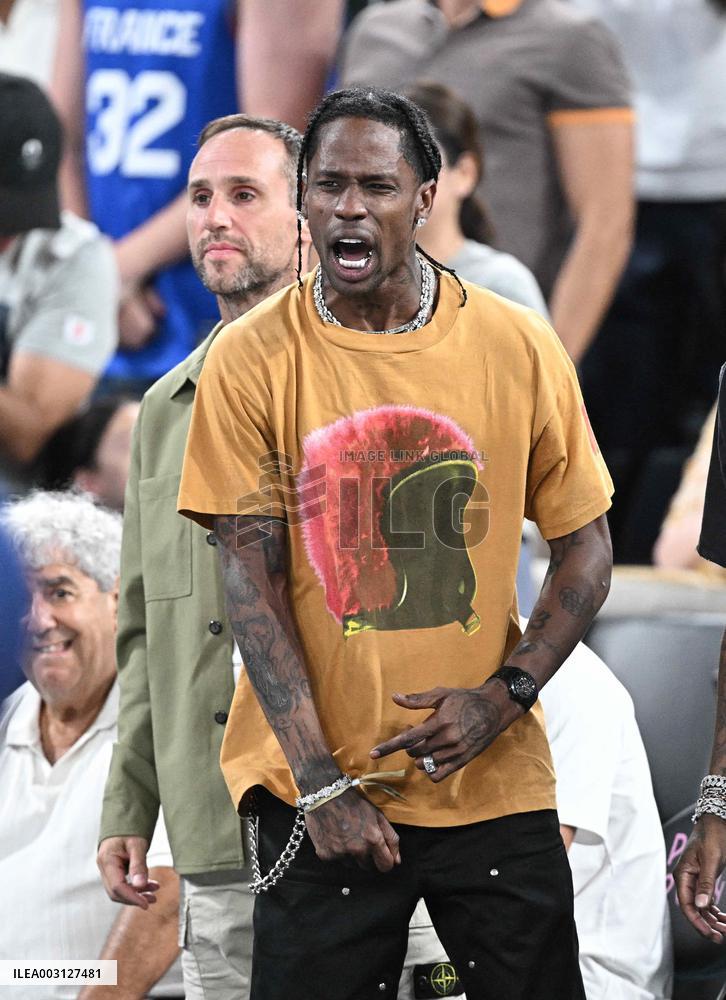 Paris 2024 - Basketball - Travis Scott And Quavo At USA v Serbia