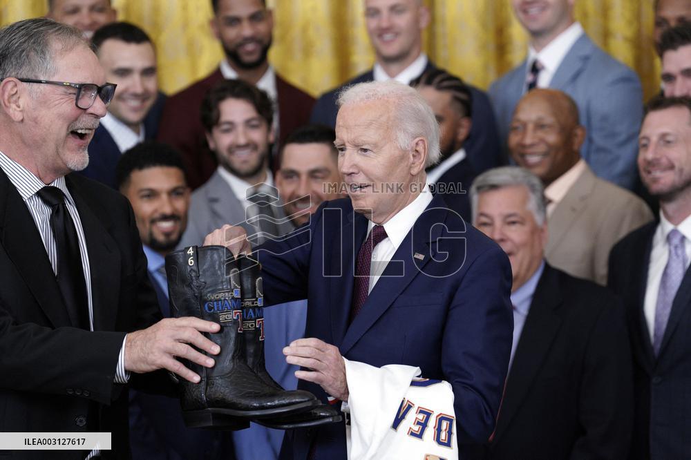 Joe Biden welcomes the Texas Rangers - Washington
