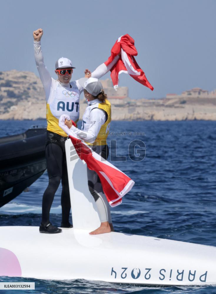 Paris 2024 - Sailing - Lara Vadlau and Lukas Maehr Win Gold