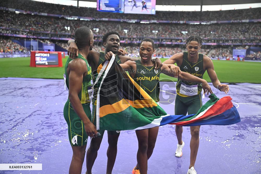 (PARIS2024) FRANCE-PARIS-OLY-ATHLETICS-4X100M RELAY-MEN