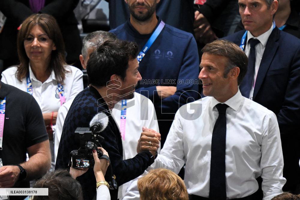 Paris 2024 - Emmanuel And Brigitte Macron At France v USA Basketball Final