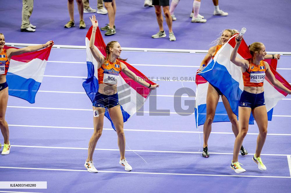 Paris 2024 - Athletics - Dutch Team Wins Silver In Women's 4x400m Relay