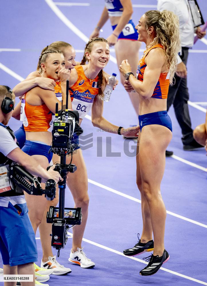 Paris 2024 - Athletics - Dutch Team Wins Silver In Women's 4x400m Relay