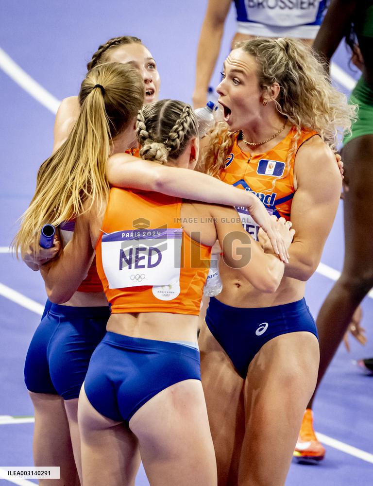 Paris 2024 - Athletics - Dutch Team Wins Silver In Women's 4x400m Relay