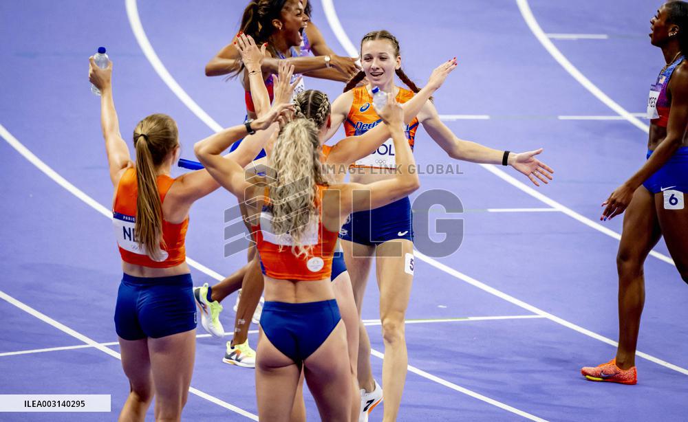 Paris 2024 - Athletics - Dutch Team Wins Silver In Women's 4x400m Relay