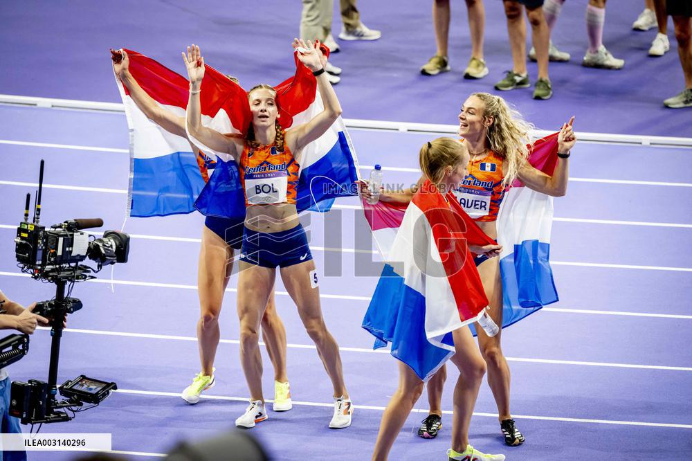 Paris 2024 - Athletics - Dutch Team Wins Silver In Women's 4x400m Relay