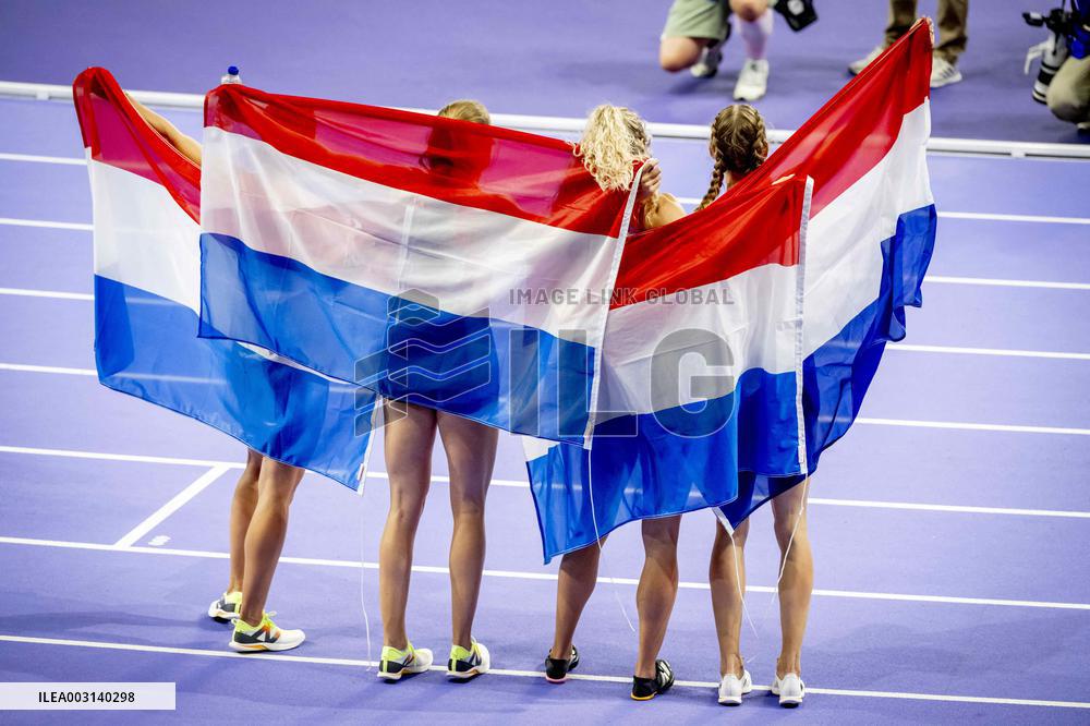 Paris 2024 - Athletics - Dutch Team Wins Silver In Women's 4x400m Relay