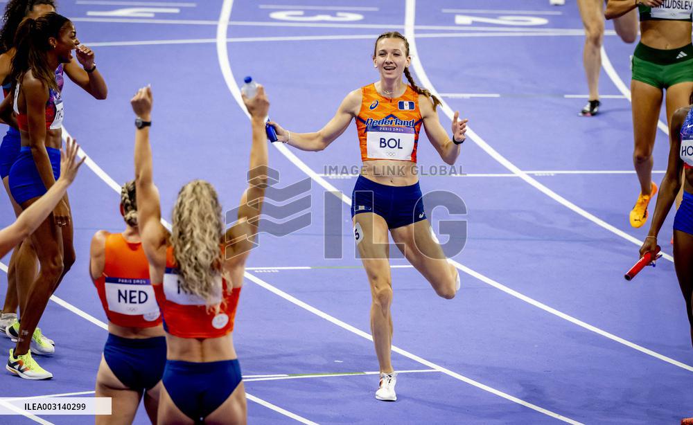 Paris 2024 - Athletics - Dutch Team Wins Silver In Women's 4x400m Relay