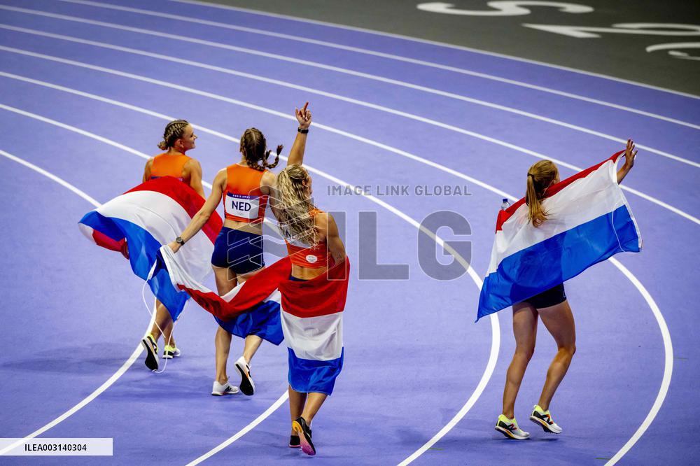 Paris 2024 - Athletics - Dutch Team Wins Silver In Women's 4x400m Relay