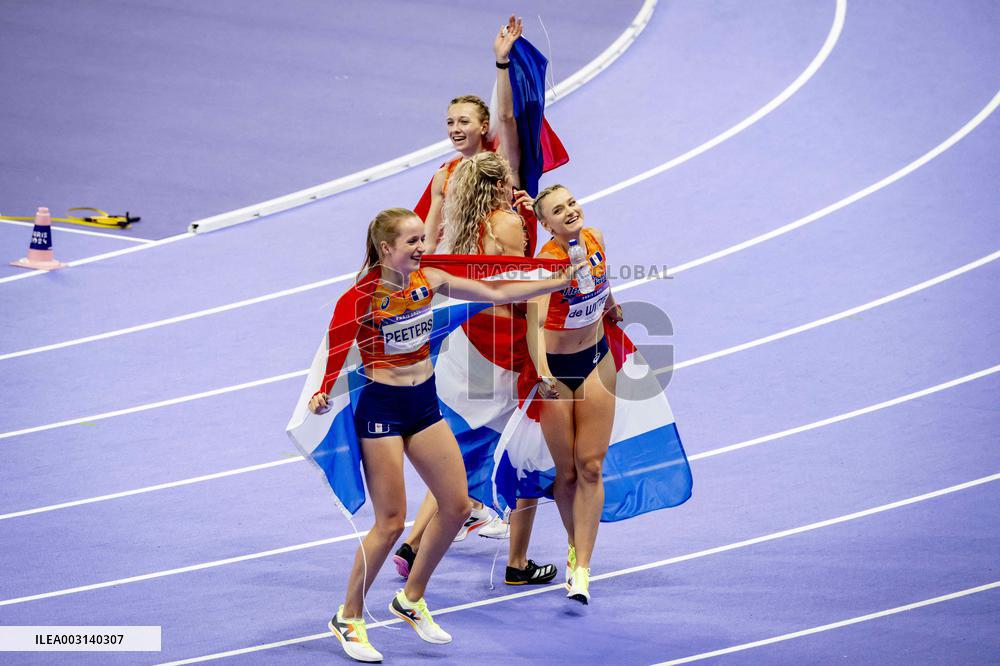 Paris 2024 - Athletics - Dutch Team Wins Silver In Women's 4x400m Relay