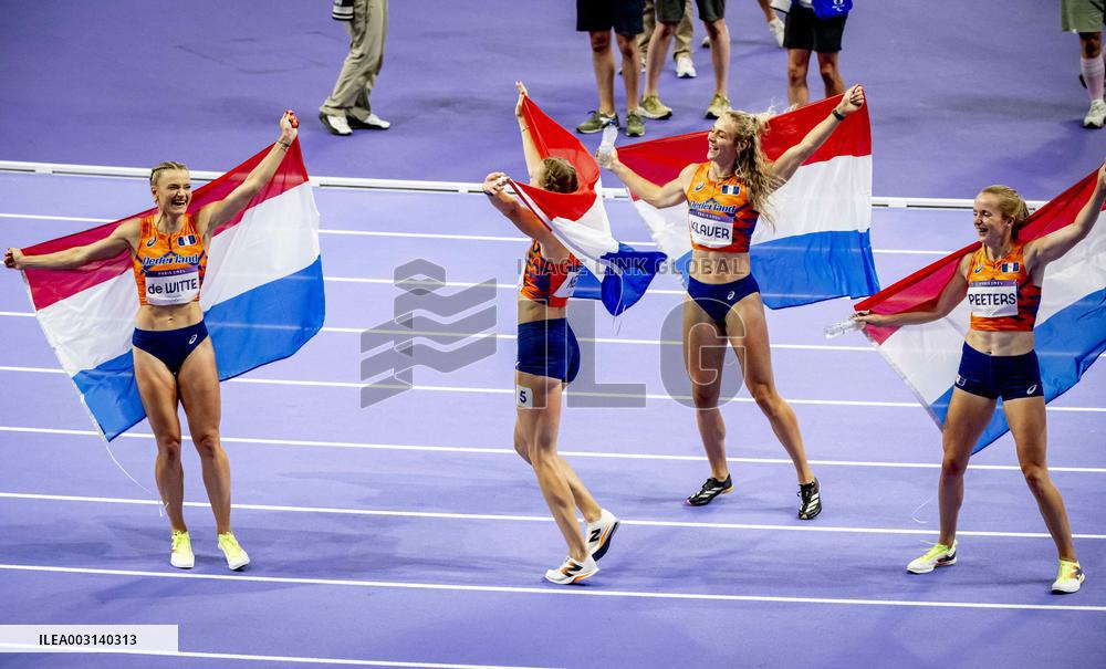 Paris 2024 - Athletics - Dutch Team Wins Silver In Women's 4x400m Relay