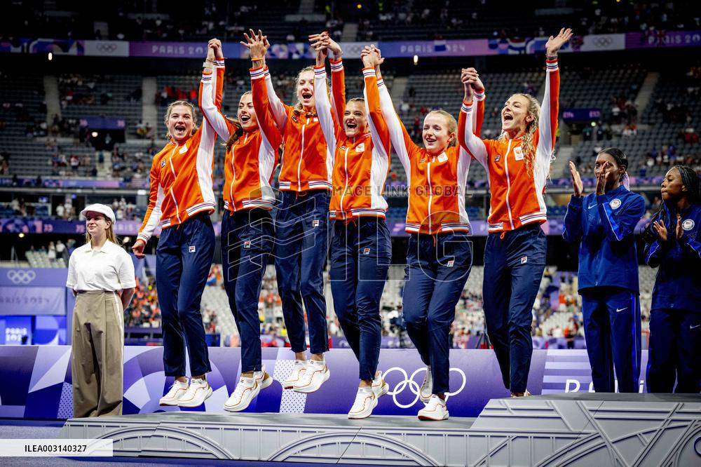 Paris 2024 - Athletics - Dutch Team Wins Silver In Women's 4x400m Relay