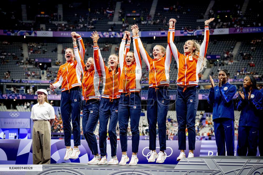 Paris 2024 - Athletics - Dutch Team Wins Silver In Women's 4x400m Relay