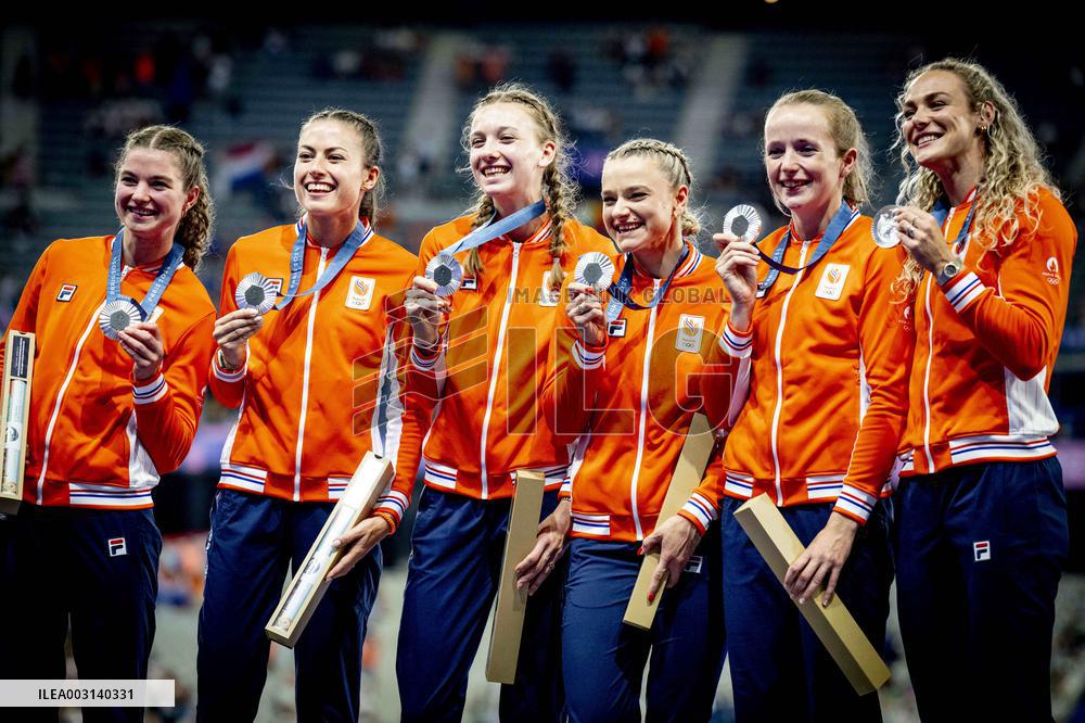 Paris 2024 - Athletics - Dutch Team Wins Silver In Women's 4x400m Relay