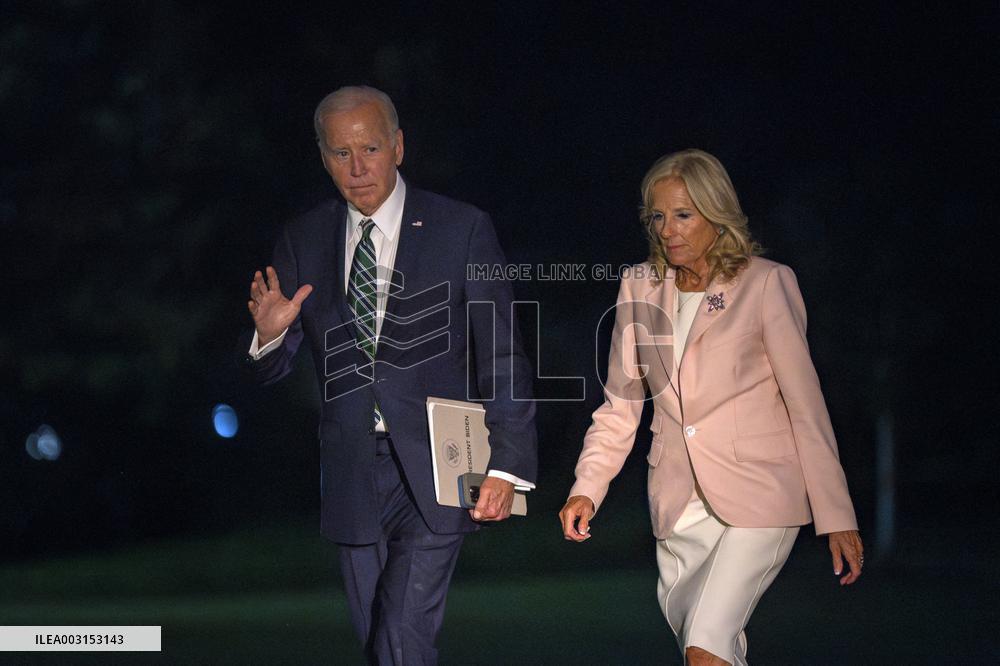 President Biden and First Lady Jill Biden arrive at the White House after New Orleans, Louisiana trip
