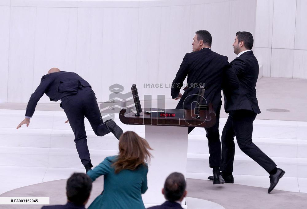 Turkish MPs Brawl During Debate On Jailed Opposition Lawmaker - Ankara