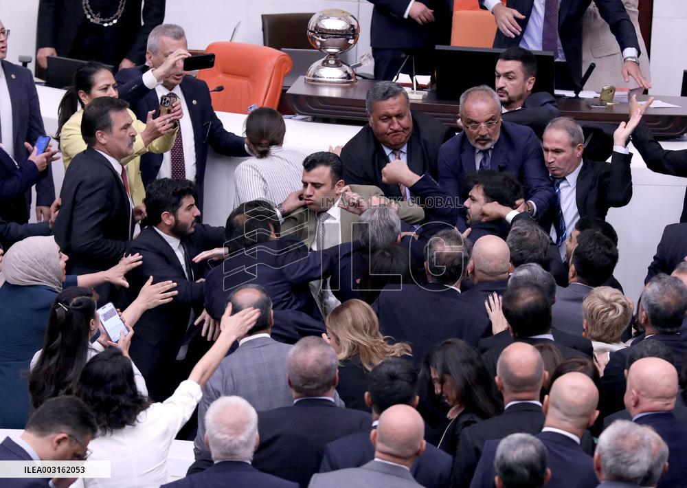 Turkish MPs Brawl During Debate On Jailed Opposition Lawmaker - Ankara