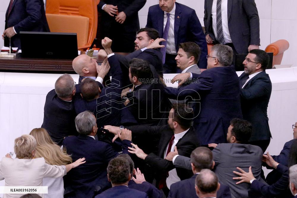Turkish MPs Brawl During Debate On Jailed Opposition Lawmaker - Ankara