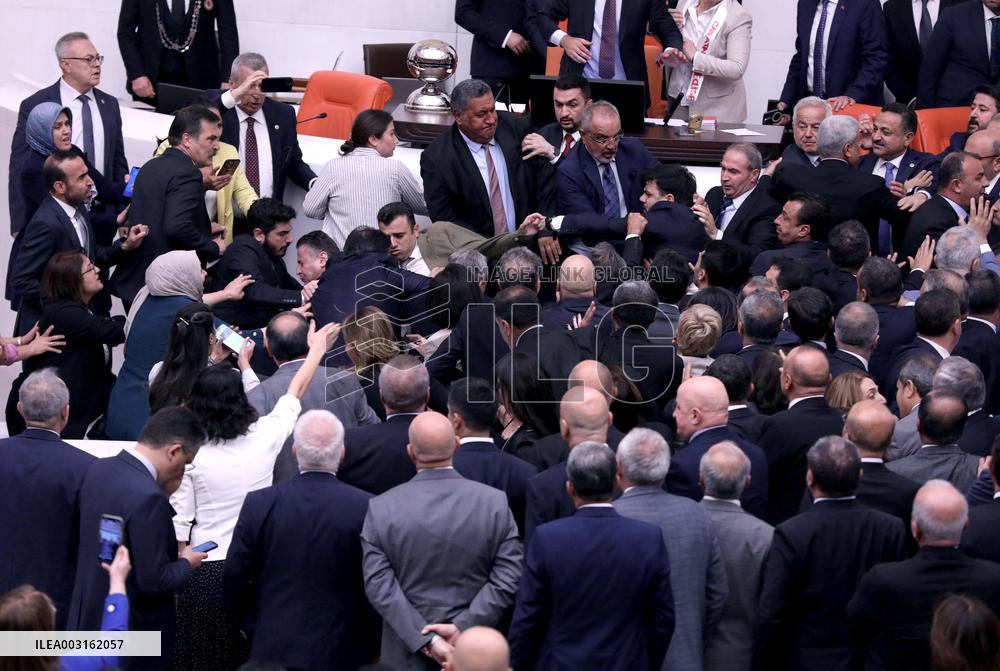 Turkish MPs Brawl During Debate On Jailed Opposition Lawmaker - Ankara