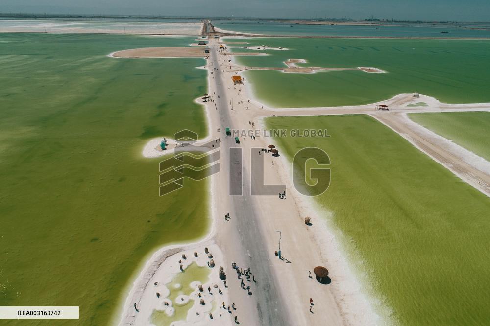 Tourists Visit Qarhan Salt Lake in Haixi