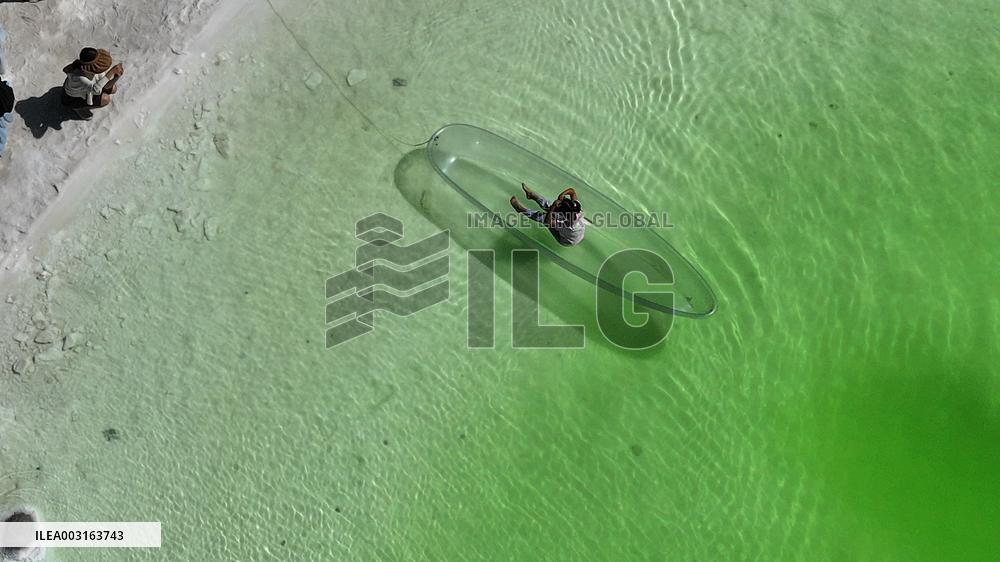 Tourists Visit Qarhan Salt Lake in Haixi