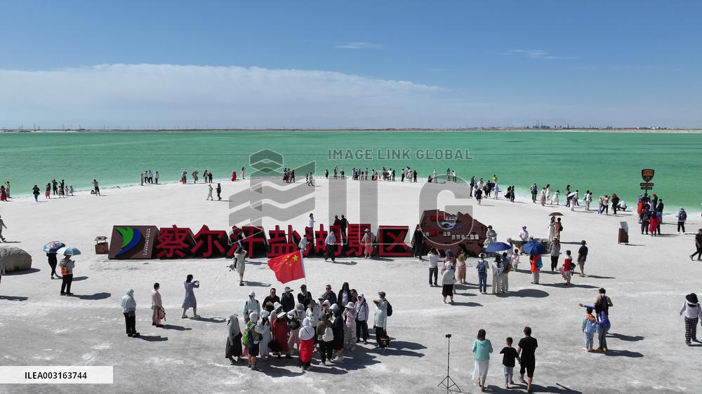 Tourists Visit Qarhan Salt Lake in Haixi