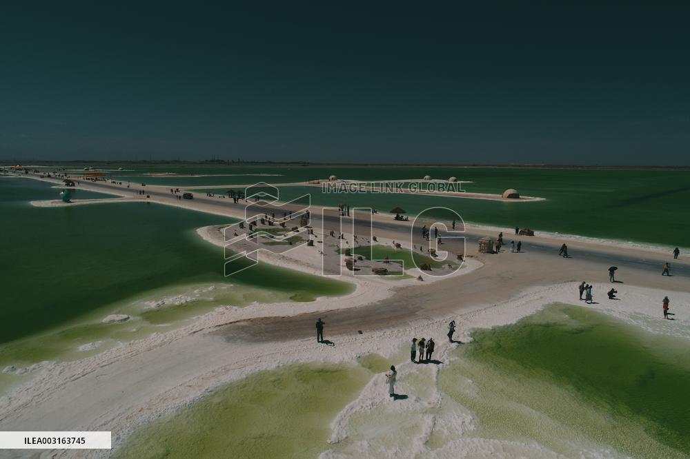 Tourists Visit Qarhan Salt Lake in Haixi