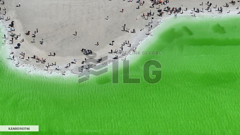 Tourists Visit Qarhan Salt Lake in Haixi