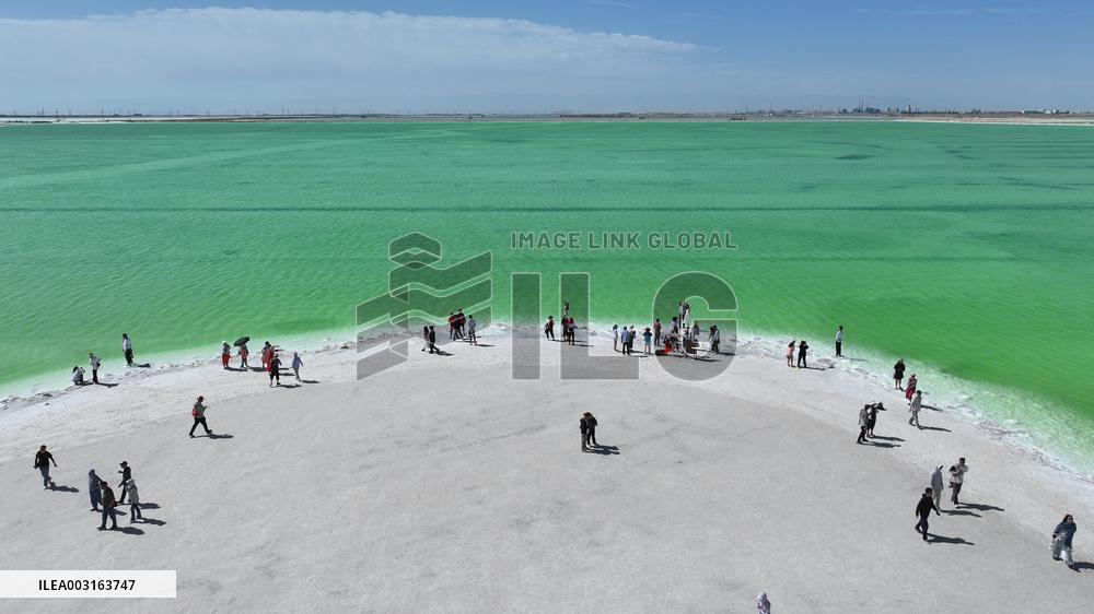 Tourists Visit Qarhan Salt Lake in Haixi