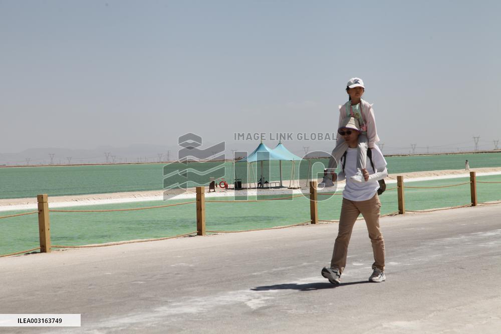 Tourists Visit Qarhan Salt Lake in Haixi