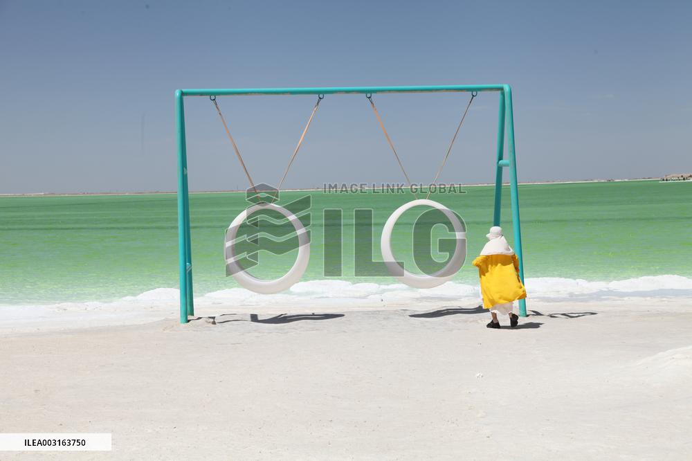 Tourists Visit Qarhan Salt Lake in Haixi