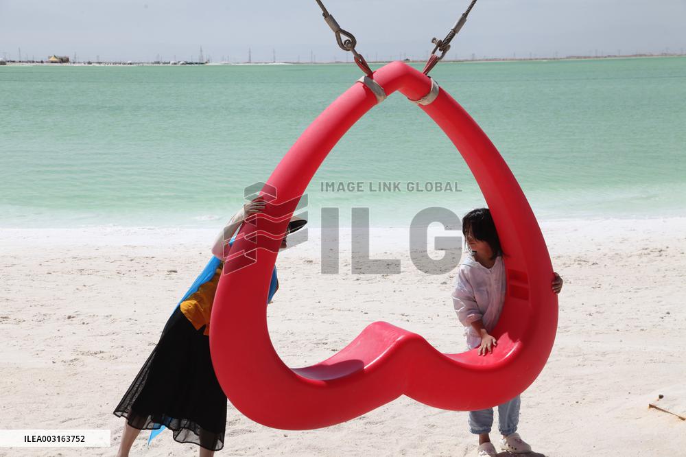 Tourists Visit Qarhan Salt Lake in Haixi