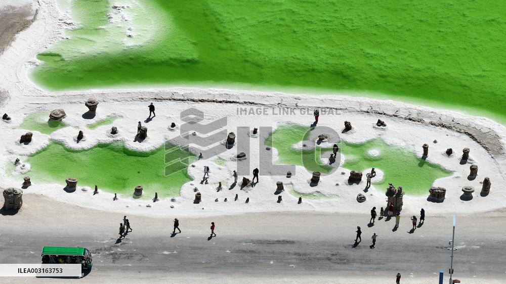 Tourists Visit Qarhan Salt Lake in Haixi