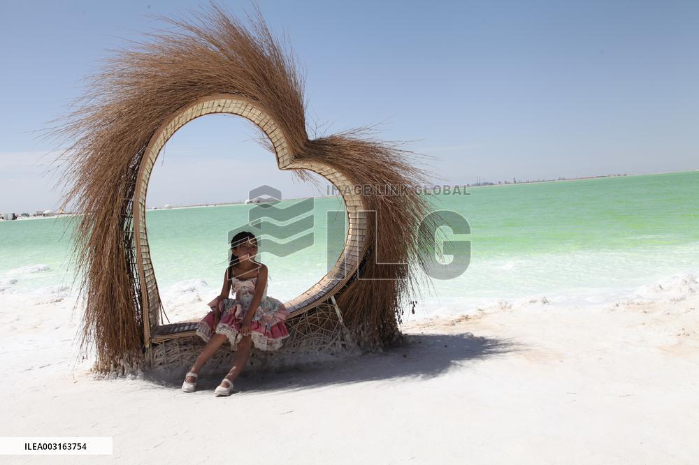 Tourists Visit Qarhan Salt Lake in Haixi
