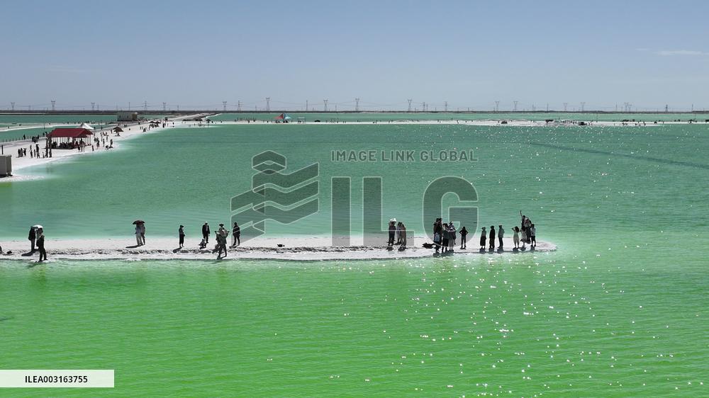 Tourists Visit Qarhan Salt Lake in Haixi