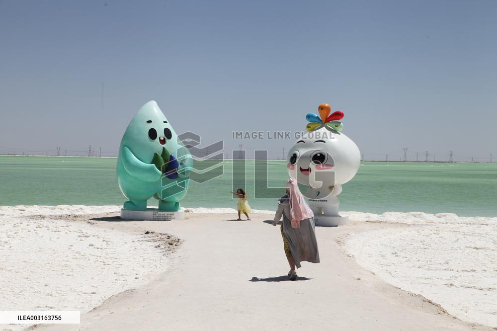 Tourists Visit Qarhan Salt Lake in Haixi