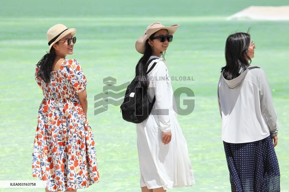 Tourists Visit Qarhan Salt Lake in Haixi