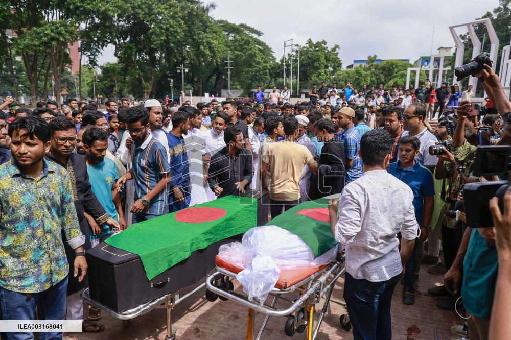 Activists of Anti-Discrimination Student movement attend funeral of two fellow students in Dhaka