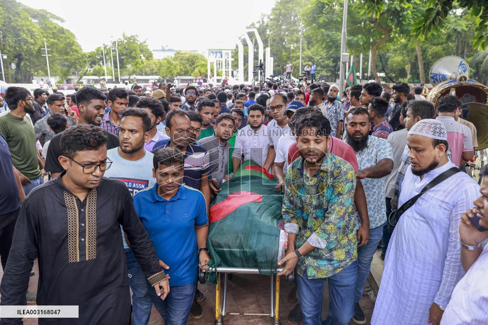 Activists of Anti-Discrimination Student movement attend funeral of two fellow students in Dhaka