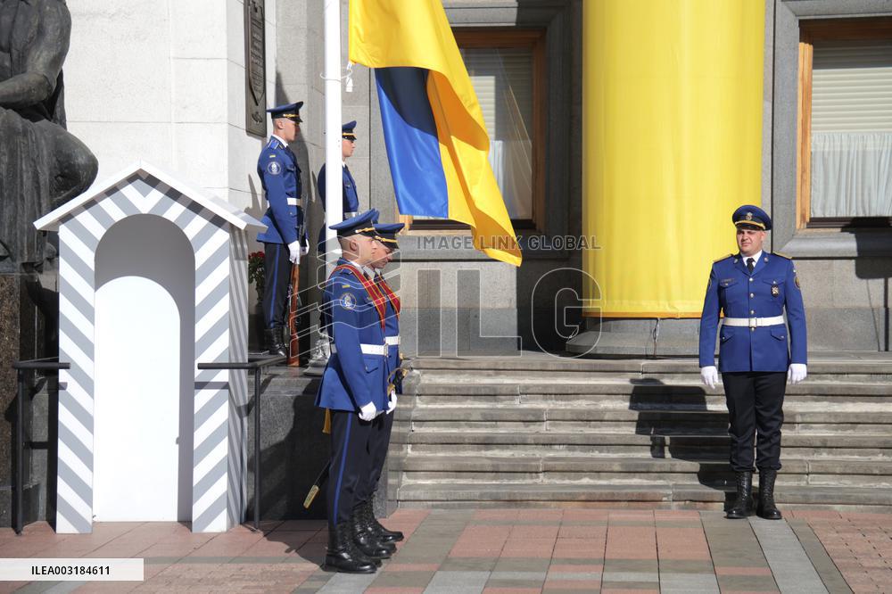 Flag-hoisting ceremony at Ukrainian parliament