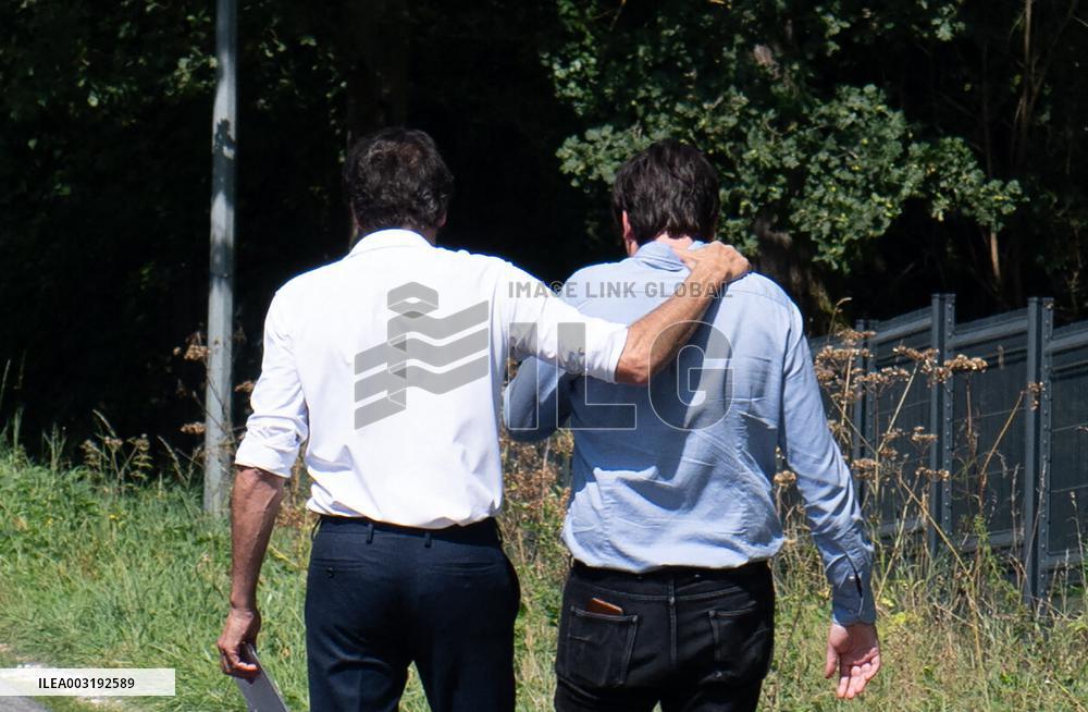 Anthony Delon Comforts His Brother Alain-Fabien Delon - Douchy