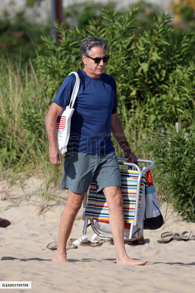 Antony Blinken Spotted At The Beach - The Hamptons