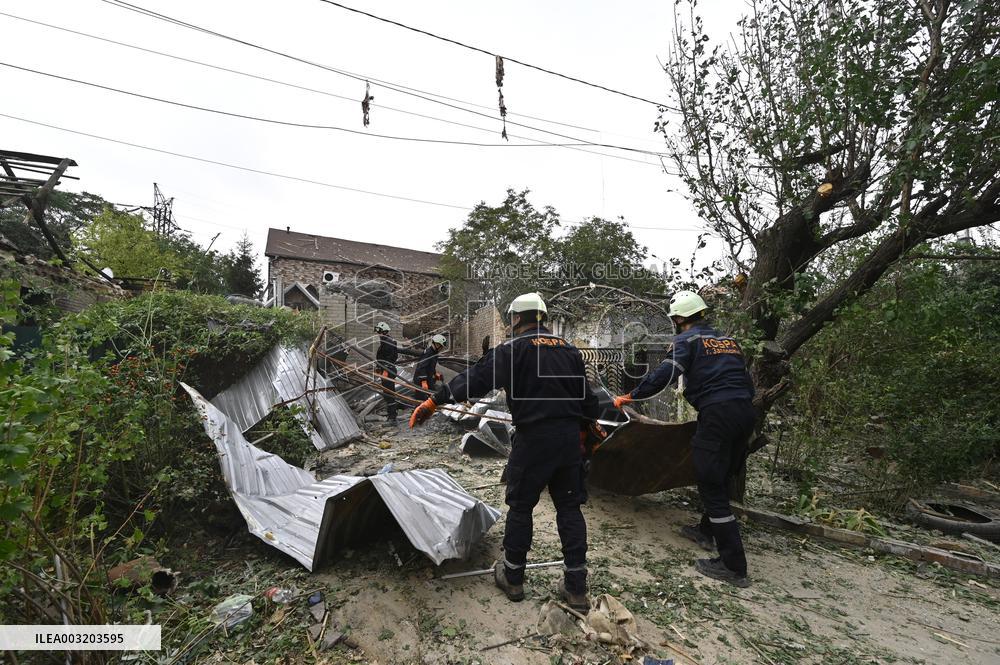 Russian drone attack on residential area in Zaporizhzhia